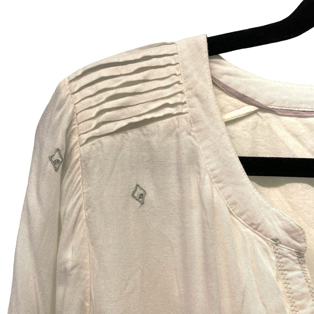 Boden White Dress Embroidered Medallions 3/4 Sleeves Size 10 - Picture 4 of 11
